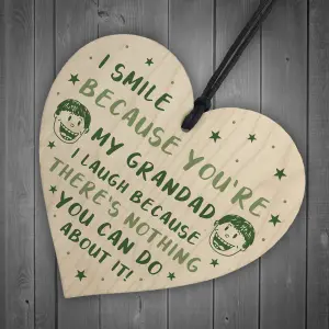 Red Ocean Funny Grandad Gift For Fathers Day Novelty Wooden Heart Sign Gift For Grandad Gifts For Him