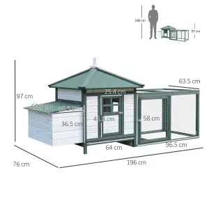 PawHut Chicken Coop Hen Poultry House w/ Nesting Box Outdoor Run Patio Wooden