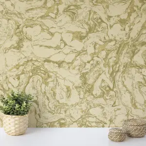 Wallquest Caspia Marble Gold Wallpaper Modern Contemporary Acrylic Coated