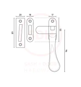 Dart Victorian Spoon Brass Window Fastener With Hook & Mortice Plate - Polished Brass