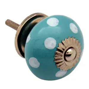 Nicola Spring - Round Ceramic Cabinet Knobs - Spot - Pack of 6