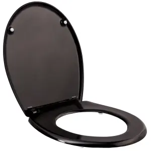 Toilet Seat - soft-close, durable hinges, easy to install, 45.5 x 38 x 5 cm - black