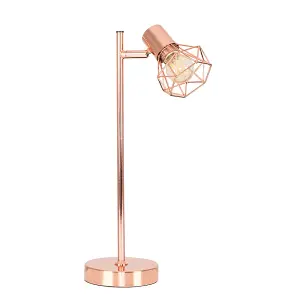 ValueLights Angus Retro Style Metal Basket Cage Desk Lamp In Copper Finish