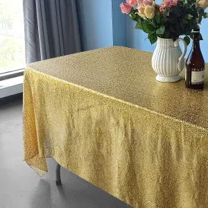 Neel Blue 70x144 Inch Rectangle Sequin Tablecloth, Champagne