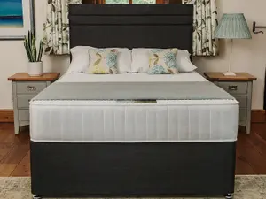 Windsor Extra Firm High Density Foam Supreme Divan Bed Set 5FT King 4 Drawers - Naples Slate