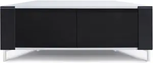 MDA Designs CORVUS Corner-Friendly White Black Cabinet with BeamThru Doors for Flat Screen TVs up to 50"