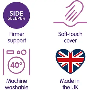 Slumberdown Cosy Nights Pillows 4 Pack Firm Support Front Sleeper Pillows for Neck Pain Relief Comfortable 48x74cm