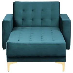 Velvet Chaise Lounge Teal ABERDEEN