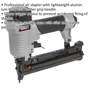 Premium Lightweight Aluminium Air Staple Gun with Safety Trigger - 13-32mm Capacity