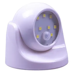 White Battery Powered PIR Motion Sensor LED Security Light - 85 Lumen Outdoor Garden Wall Mounted Lighting - H9 x W9 x D9cm