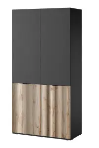 Rustic Lund Hinged Door Wardrobe H2000mm W1010mm D510mm in Oak Wotan - Natural Storage Haven