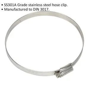 5 PACK Stainless Steel Hose Clip - 110 to 130mm Diameter - Hose Pipe Clip Fixing