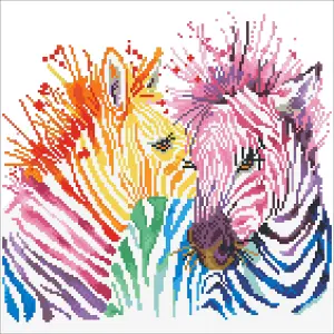 RAINBOW ZEBRAS - Diamond Painting Kit: Rainbow Zebras - Diamond Dotz