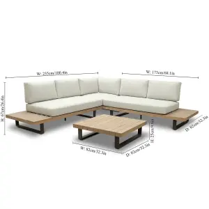 Contemporary Five Seater Garden Sofa & Coffee Table Corner Couch Acacia Wood Outdoor Seating Patio Lawn Decking Furniture