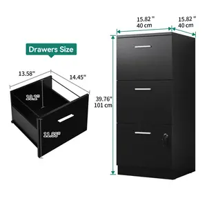 40.2cm Wide 3 -Drawer File Cabinet Black