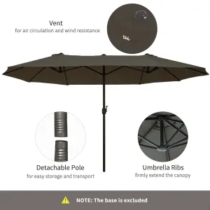 Outsunny Sun Umbrella Canopy Double-sided Crank Shade Shelter 4.6M Grey