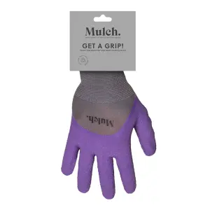 Mulch. Get A Grip Gardening Gloves Lavender 100% Polyester Textured Surface for Extra Grip Medium Size 8 - 1 Pair