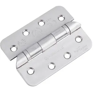 PAIR Grade 13 Hospital Tip Ball Bearing Hinge - RADIUS 102 x 76mm Satin Steel