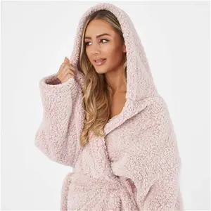 Brentfords Teddy Marl Dressing Gown - Blush