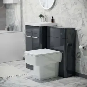 Nes Home Sudbury 500mm Vanity Basin Unit, WC Unit & Back to Wall Toilet Anthracite