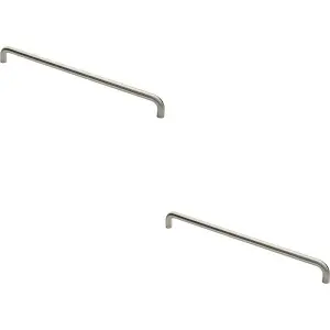 2x Round D Bar Pull Handle 22mm Dia 600mm Fixing Centres Satin Stainless Steel