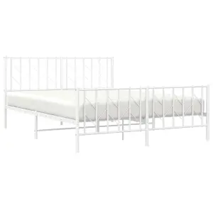 Berkfield Metal Bed Frame without Mattress with Footboard White 150x200cm