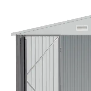 10x12ft Grey Apex Metal Garden Storage Shed Outdoor  Storage Shed with Lockable Double Door