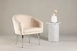 Comfy Wanda Armchair, Beige Seat with Silver Steel Legs