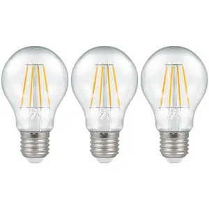 Crompton Lamps LED GLS 7.5W E27 Dimmable Filament Warm White Clear (60W Eqv) (3 Pack)