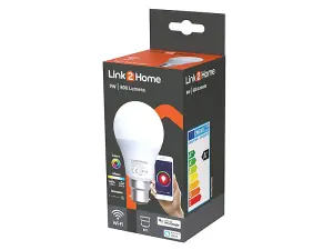 Link2Home 9w LED B22 RGB & CCT Wifi Dimmable Smart Bulb - GLS