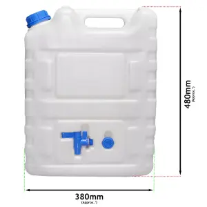 SPARES2GO Large Water Container Can Portable Storage Tank with Tap for Camping Caravan Travel Catering Cleaning (20L)