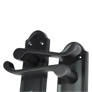 Ashford Door Handle Key Lock Scroll Lever - Matt Black Key Lock Hinge Pack