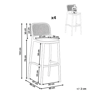 Set of 4 Bar Chairs PLOSE Synthetic Material Beige