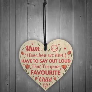 Red Ocean Funny Cheeky Mum Gifts From Daughter Birthday Gift For Mum Gifts From Daughter Son Wooden Heart Sign