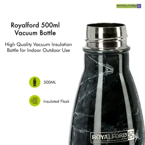 Royalford 500ml Vacuum Bottle - Double Wall Stainless Steel Flask & Water Bottle, Black