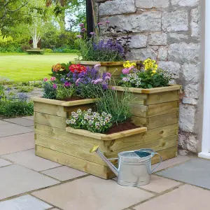 Zest 4 Tier Raised Wooden Bed Garden Layered Planter