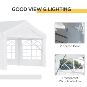 Outsunny 8m Gazebo Garden Marquee Canopy Party Carport Shelter Garage Tent White