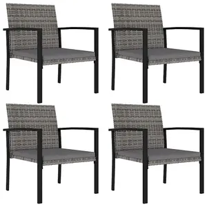 Berkfield Garden Dining Chairs 4 pcs Poly Rattan Grey