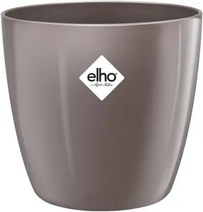 Elho Brussels Diamond Round 14cm Plastic Plant Pot in Oyster Pearl