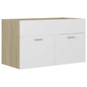 Saona 800mm Single Bathroom Vanity with Integrated Ceramic Basin White;Sonoma Oak