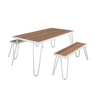 Paulette Table and Bench Set in White