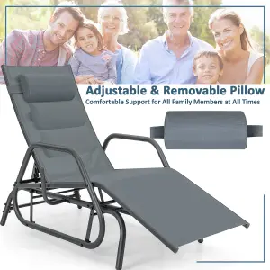 Costway  Chaise Lounge Glider Recliner Chair Adjustable Sturdy Metal Frame Outdoor