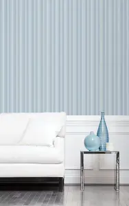 Galerie Smart Stripes 2 Blue Pinstripe Smooth Wallpaper