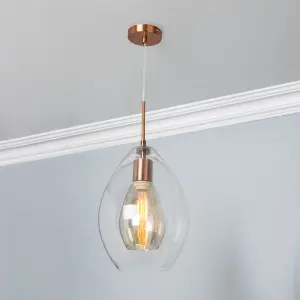 Inlight Batu Satin Copper effect LED Pendant ceiling light, (Dia)250mm