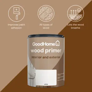 GoodHome White Multi-surface Wood Primer & undercoat, 750ml