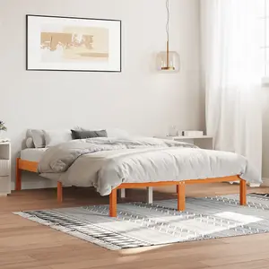 Berkfield Bed Frame without Mattress Wax Brown 140x190 cm Solid Wood Pine