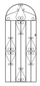 CLEVE Metal Scroll Tall Bow Top Garden Gate 838mm GAP x 1791mm High CBZP41