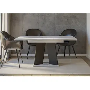 Extendable Dining Table Alekzander Light Grey/Black