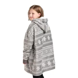 Celebright Oversized Christmas Themed Sherpa Wearable Hoodie Unisex Nordic Grey - Child