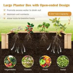 Costway 1.2 x 1.2 M Raised Garden Bed Open Base Wooden Elevated Planter w/ Composting Bin